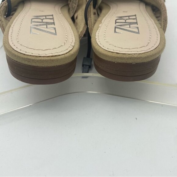 NWT  Zara Women Flat braided leather mules with tassels, Sz 36 - Picture 9 of 16